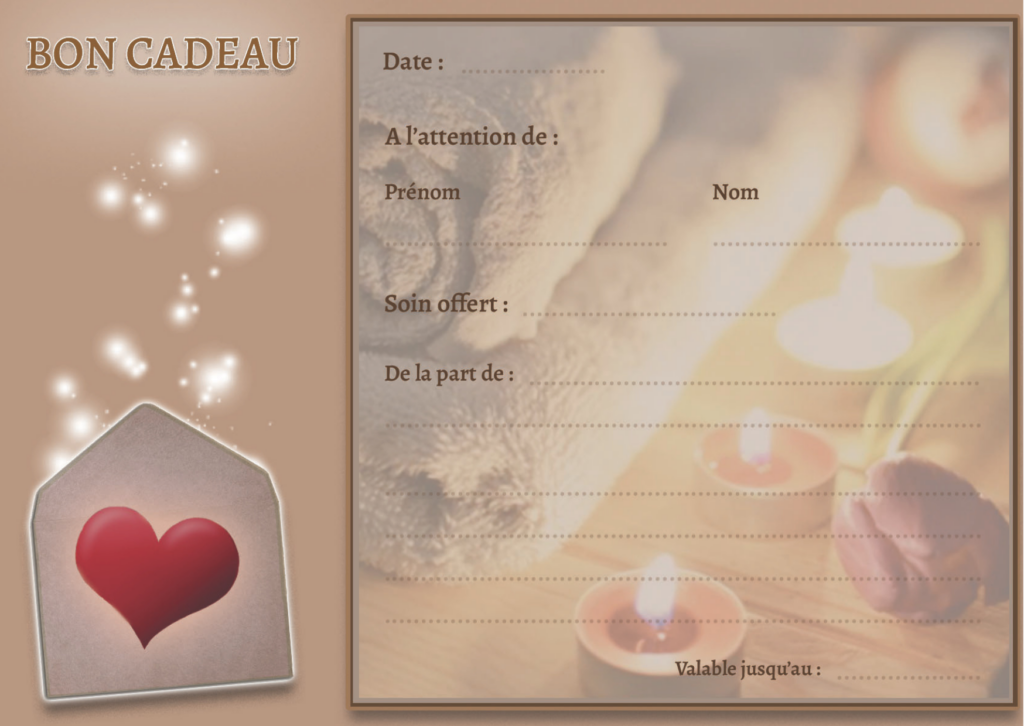 Bon cadeau prestation massages ou soins du visage